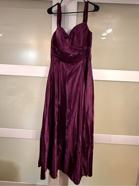 Satin A-Line Evening Dress in Deep Plum